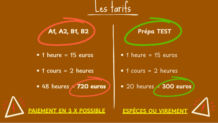 Les tarifs 
